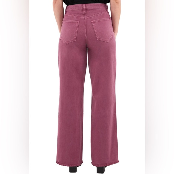RFM Los Angeles CHLOE High Rise Frayed Wide Leg Magenta Pants, SZ 30 NWOT - Picture 5 of 5